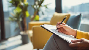 Consultation Form in a therapy setting being filled in.