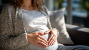 Woman receiving pregnancy reflexology for relaxation and stress relief.